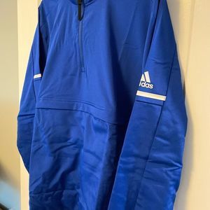 NEW Adidas Mens Royal Blue / White 1/4 Zip Performance Pullover NWT